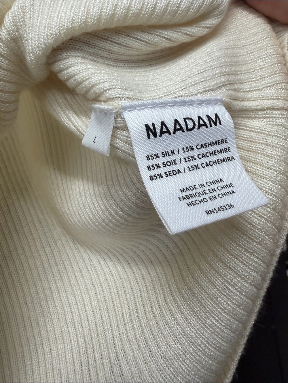 NAADAM Ivory Ribbed V-Neck Button Tank - Picture 3 of 5